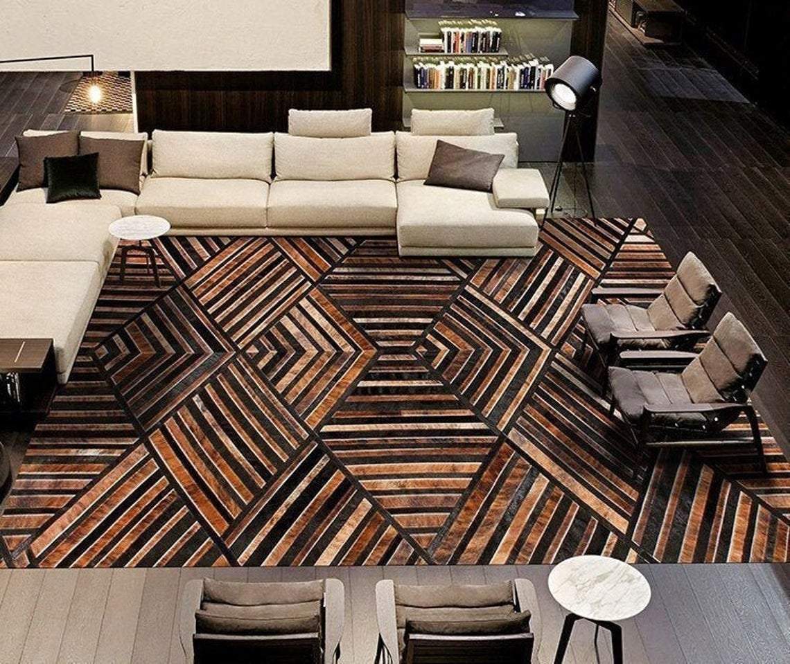 cowhide rug living room