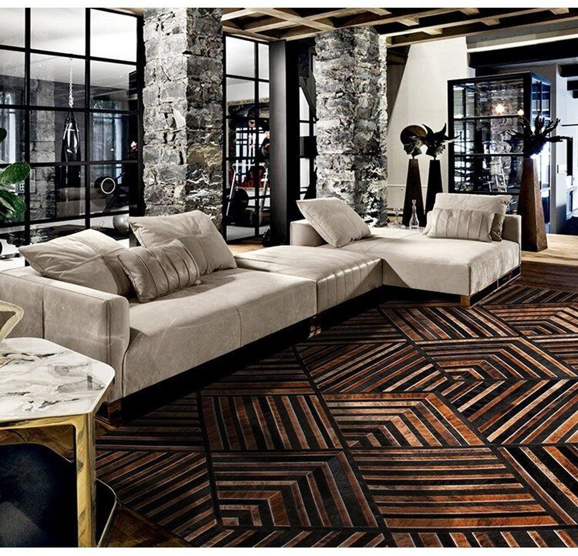 cowhide rug living room